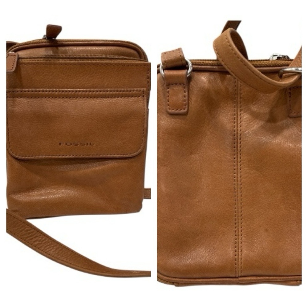 Fossil Men's Brown Leather Messenger Bag